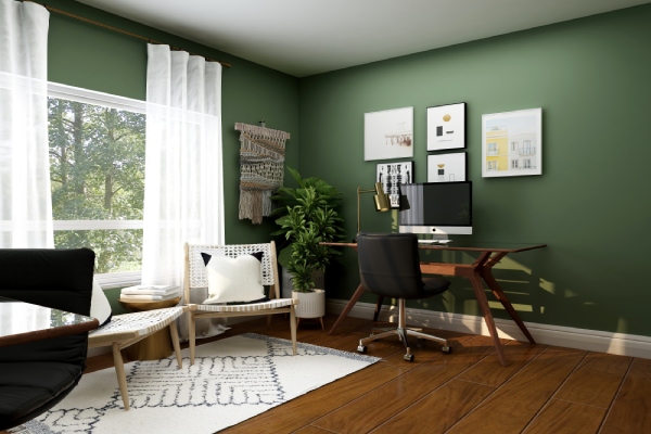 Chairs and desk set up in home office